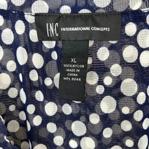 INC Size XL Polka Dot Rosette Flirty Ruffle Tank Top Office Retro Cosplay - Picture 4 of 9